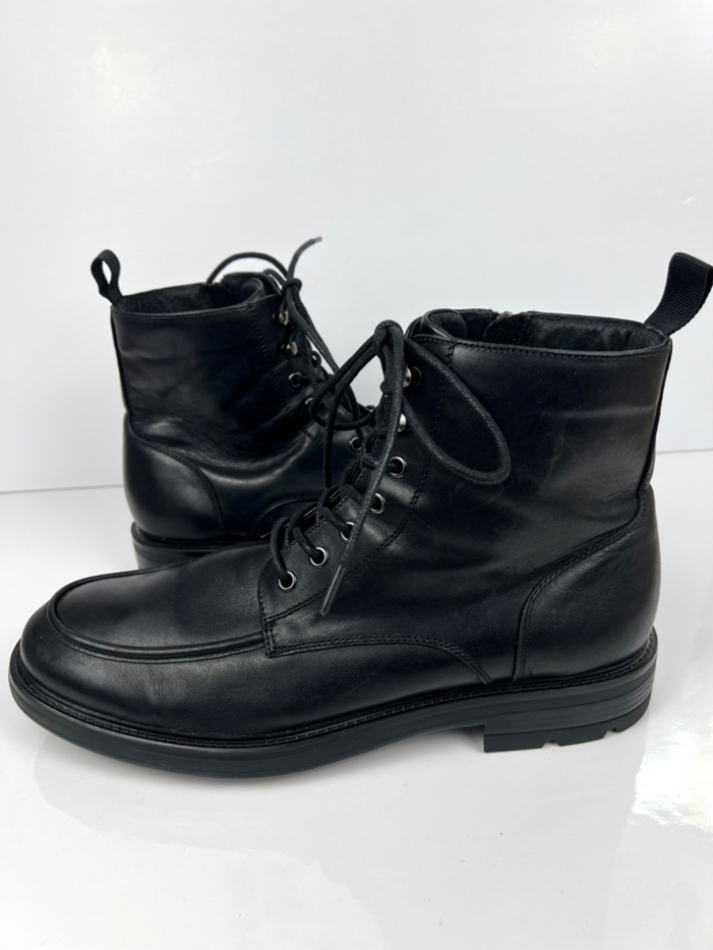 Steve Madden Leather Laughton Combat Boots Men’s sz 12 Black Utility Military